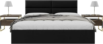 Vänt Upholstered Wall Panels - King/Cal King Size Wall Mounted Headboards - Vintage Leather Jet Black - Twin/King - Set of 4 Panels (Each Individual Panel 39"x11.5")