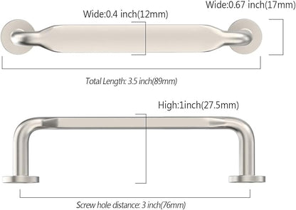 Asidrama 10 Pack 3 Inch(76mm) Brushed Satin Nickel Kitchen Cabinet Handles, Cabinet Pulls Kitchen Cabinet Hardware for Cupboard Drawer Pulls
