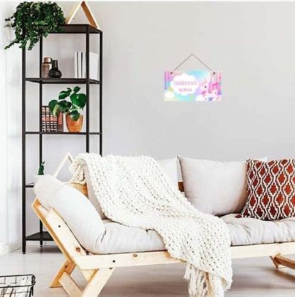 Personalized Signs Cute Unicorn Sign Custom Name Wall Decor Front Door Decor Home Decorative for Kids Room Girls Room Boys Baby Bedroom