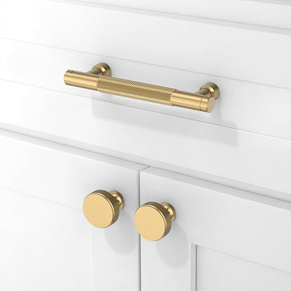 10 Pack Champagne Bronze Knurled Cabinet Pulls 3.75 Inch(96mm) Kitchen Cabinet Handles Solid Zinc Alloy Cabinet Hardware Drawer Pulls