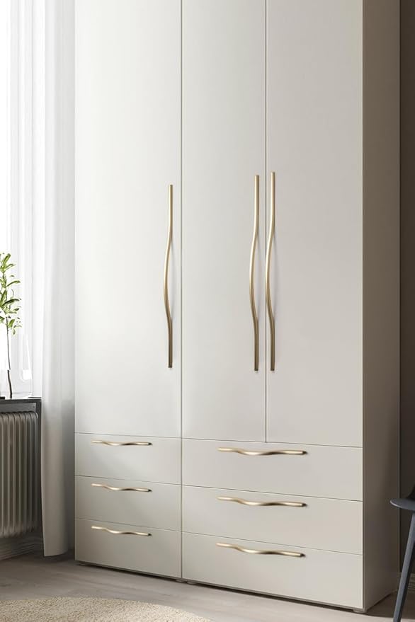 Goo-Ki Low Profile Champagne Bronze Cabinet Pulls, Double Hole Centers (17.6''/18.9'') Zinc Alloy Handle for Drawer Cupboard Wardrobe,6 Packed