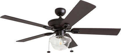 Prominence Home Abner Modern Farmhouse 52 Inch Ceiling Fan with Light, Outdoor Fan/Indoor Tri-Mount LED Ceiling Fan with 5 Blades, Silver Oak and Maple Brown Blade Finish Options, Bronze (80091-01)