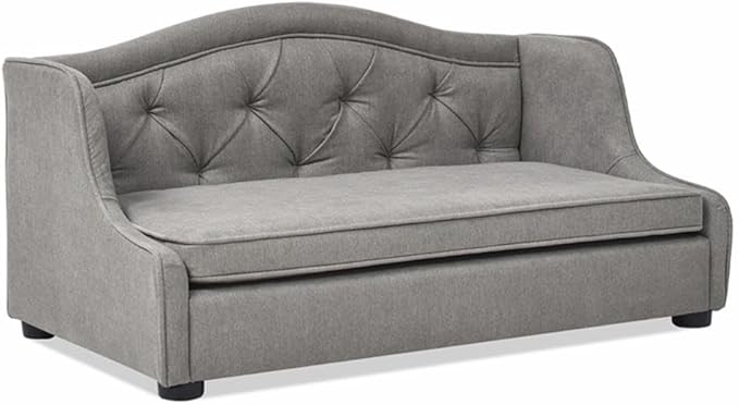 Pemberly Row 35" Tufted Wingback Pet Sofa Bed Medium Uptown Gray-Mewly Pet