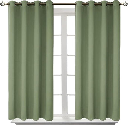 BGment Room Darkening Curtains 54 Inches Long - Grommet Thermal Insulated Drapes Window Treatment Curtains for Bedroom, 2 Panels, 52 x 54 Inch, Grass Green