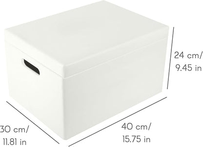 Large White Wooden Box Storage with Hinged Lid | 15.8 x 11.8 x 9.44 inches (+-0.5) | Gift Box Storage Document | Wood Keepsake Chest PRODUCT NOT INTENDED FOR 15 YEARS OR BELOW