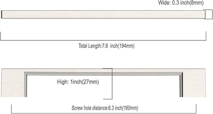 10 Pack Nickel Cabinet Pulls - 6.25 Inch Brushed Satin Nickel Cabinet Handles for Dressers and Kitchen Cabinets