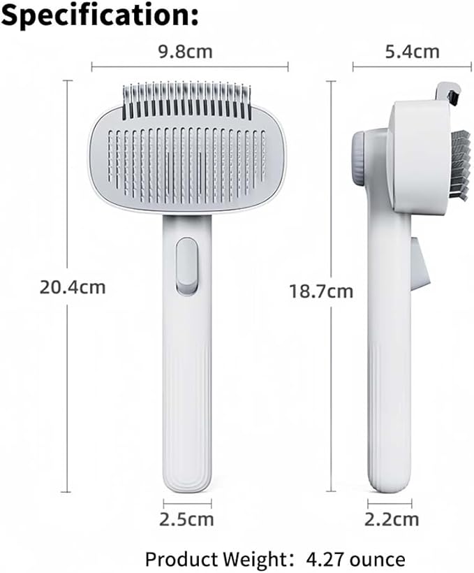 Marchul 2-in-1 Cat Grooming Brush, Cat Brushes with Release Button & Deshedding Dematting Rake, Grooming Comb Tool for for Long or Short Haired Pets, Reduce Shedding, Remove Knots and Massage, White-Mewly Pet