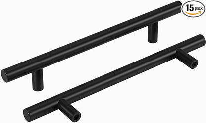 homdiy Black Cabinet Handles 30Pack 5inch Hole Center Kitchen Drawer Pulls and Knobs Stainless Steel Cabinet Hardware for Bathroom, Cupboard