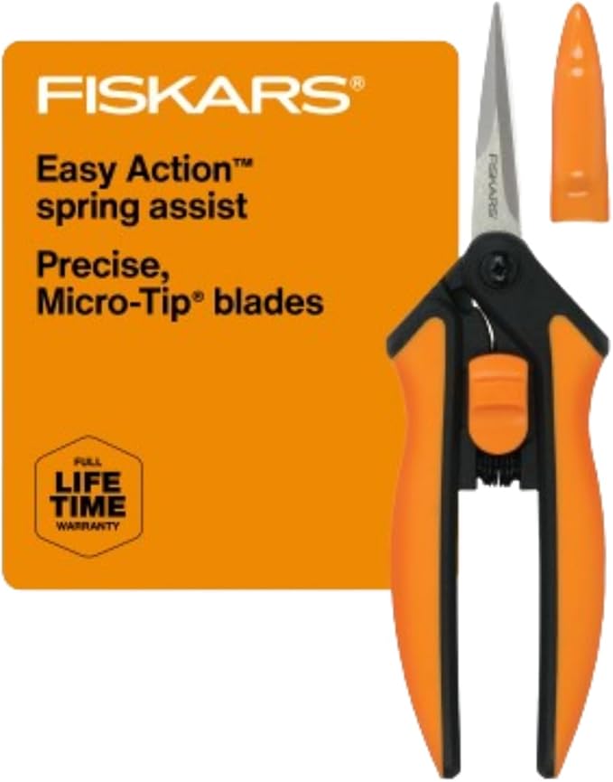Fiskars Micro-Tip Pruning Snips - 6" Garden Shears with Sheath and Comfort Grip - Sharp Steel Blades - Quality Pruning Shears for Plants in Grow Tents and Hydroponics - Garden Tools-Mewly Pet