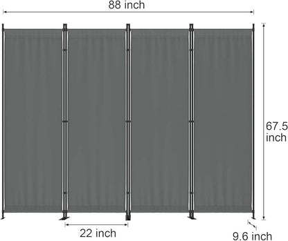 Morngardo Room Divider, Folding Privacy Screens, 4 Panel Room Partitions, 88" Foldable Wall Dividers, Portable Separating for Home Office Bedroom Dorm Decor (Grey)
