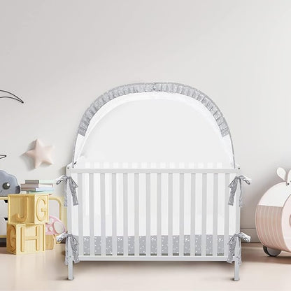 Pop Up Baby Crib Tent, Crib Net Canopy to Keep Baby in, Crib Mosquito Net with Viewing Window, Soft Mesh Cover & Pop Up Structure