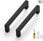 Ravinte 10 Pack Black Cabinet Pulls 5 Inch Square Kitchen Cabinet Handles Matte Black Kitchen Hardware for Drawer Pulls Drawer Handles Come with Screwdriver