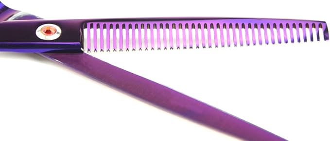 LILYS PET Professional PET Grooming Scissors Kit,Coated Titanium,Sharp and Strong Stainless Steel Blade for Dogs Cats Hair Cutting,3 Pieces of Scissors with a Comb and a Case (8.0 inches, Purple)-Mewly Pet