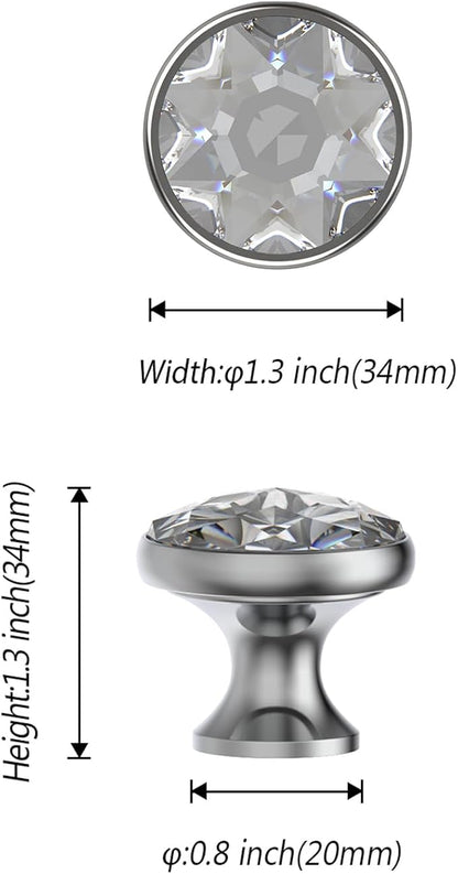 Asidrama 10 Pack Polished Chrome Kitchen Cabinet Knobs Clear Crystal Dresser Knobs Drawer Knobs Cabinet Hardware Zinc Knobs for Dresser Drawers