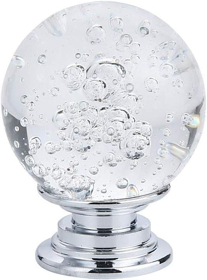 10 PCS Crystal Cabinet Knobs Round Glass Bubbles Knobs Smooth Drawer Pulls Handle for Home, Cabinet, Drawer and Dresser with 3 Different Size Screws, 30MM (Transparent)