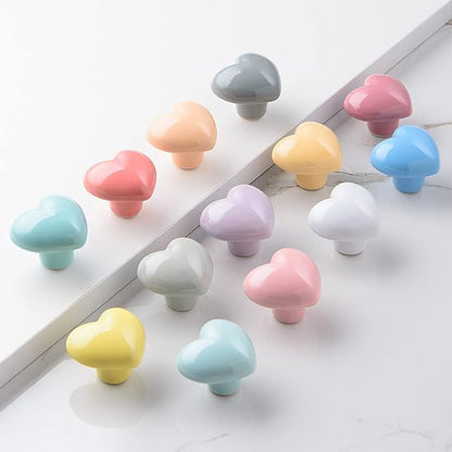 HUAMULAN 15PCS Glossy Ceramic Knobs Heart Shape Cabinet Dresser Pulls Door Handles Cupboard Wardrobe Drawer,Blue