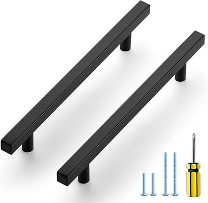 Ravinte Black Cabinet Handles 20 Pack 6-3/10 inch Matte Black Square Cabinet Pulls Kitchen Hardware 8-4/5 inch Overall Length Kitchen Drawer Pulls