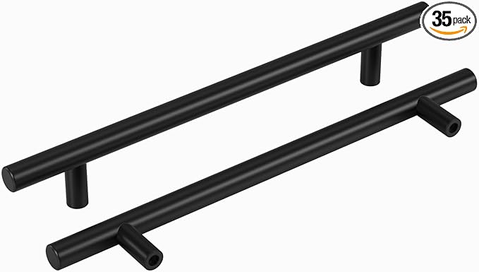 homdiy Black Cabinet Handles 20Pack 6-1/4inch Hole Center Kitchen Drawer Pulls and Knobs Stainless Steel Cabinet Hardware for Bathroom, Cupboard
