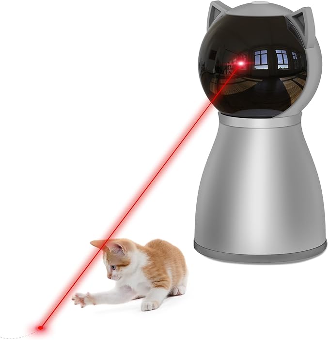 Laser Cat Toys for Indoor Cats,The 4th Generation Real Random Trajectory Motion Activated Rechargeable Automatic Cat Laser Toy,Interactive Cat Toys for Bored Indoor Adult Cats/Kittens (Gray)-Mewly Pet