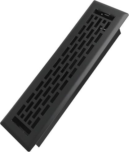 2x12 Inches Heavy Duty Walkable Floor Register - Easy Adjust Air Supply Lever Decorative Floor Vent Covers - Boston Design Vent Covers for Home - Matte Black