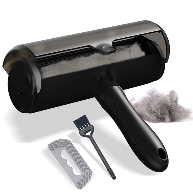 Skyana Pet Hair Roller Brush, Reusable Fur Removal Tool,Self-Cleaning Lint Roller for Dogs and Cats.Hair Removal for Fourniture,Couch,Carpet,Clothing,and Bedding (Black)-Mewly Pet