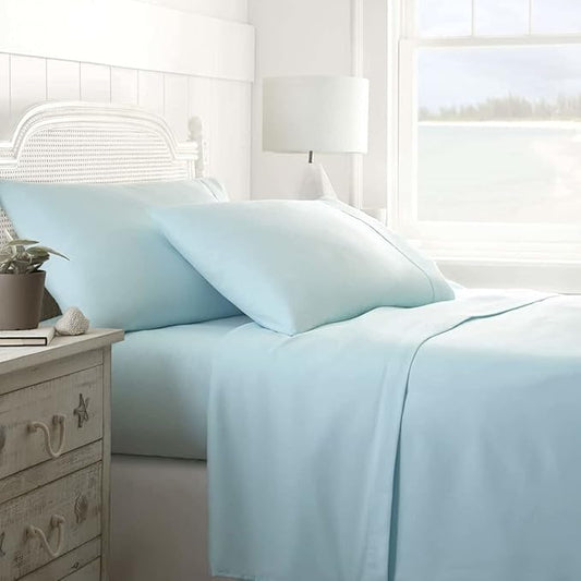 Linen Market Double-Brushed Microfiber Twin XL Sheet Set 3 Piece – Oeko-TEX Certified Ultra Soft & Wrinkle-Free - 16" Deep Pocket Sheets - Easy Care Twin XL Size - Aqua