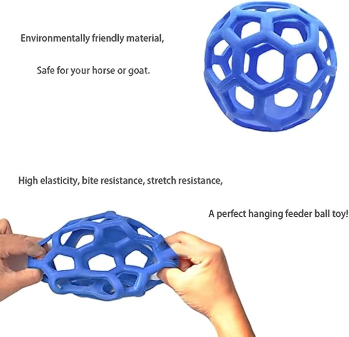 3PCS Hay Feeder Ball Toy for Horses, Goats & Livestock – Rainbow Colors with Hanging Red Cord, Stress Relief & Boredom Prevention (Green, Blue, Red)-Mewly Pet