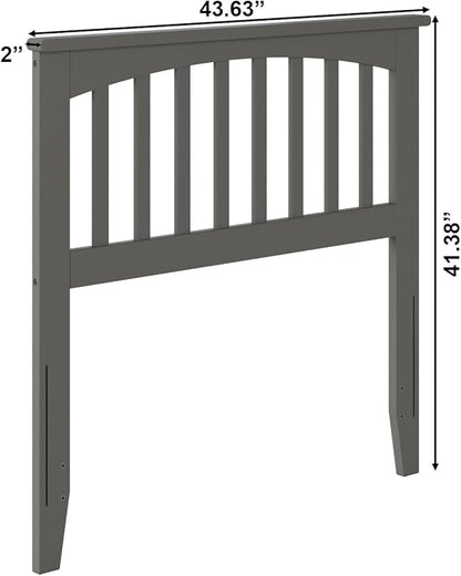 AFI, Mission Twin Solid Wood Headboard with Attachable Charger, Grey