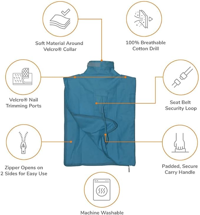 Cozy Comfort Carrier - Small Light Blue Cat Carrier and Cat Restraint Bag for Medication Administration, Grooming, Vet Visits, Dental Care, and Nail Trimming-Mewly Pet