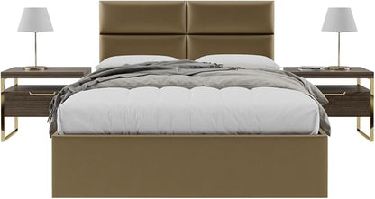 Vänt Upholstered Wall Panels - Queen/Full Size Wall Mounted Headboards - Metallic Gold - Set of 4 Panels (Each Individual Panel 30"x11.5")