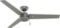 Hunter 52 inch Outdoor or Indoor Ceiling Fan No Light - Silver Ceiling Fan without Light, For Patio, Porch, Garage, or Living Room, Standard Mount, 3 Blades, Pull Chain - Cassius 59262, Matte Silver