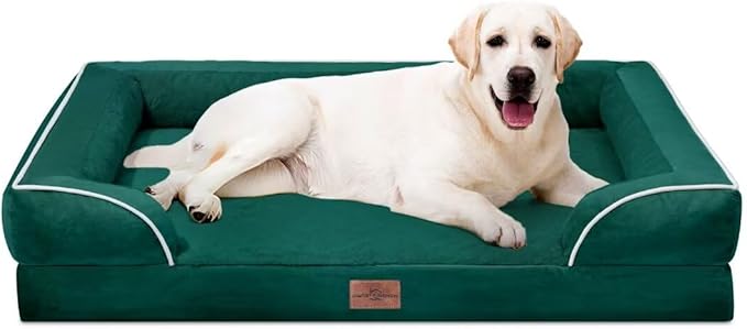 Comfort Expression Extra Large Dog Beds Jumbo Breed, Orthopedic Dog Bed Waterproof, PV Washable Pet Sofa Couch with Removable Cover & Non-Slip Bottom(Jumbo,Emerald)-Mewly Pet