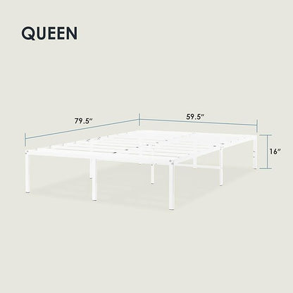 Best Price Mattress 16 Inch Metal Platform Bed Frame, Heavy Duty Steel Slats, White, Queen