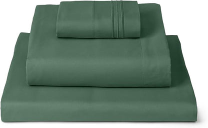 Mellanni Twin XL Sheets Set - 3 PC Iconic Collection Bedding - Hotel Luxury, Extra Soft, Cooling Bed Sheets - Wrinkle, Fade, Stain Resistant (Twin Extra Long, Emerald Green)