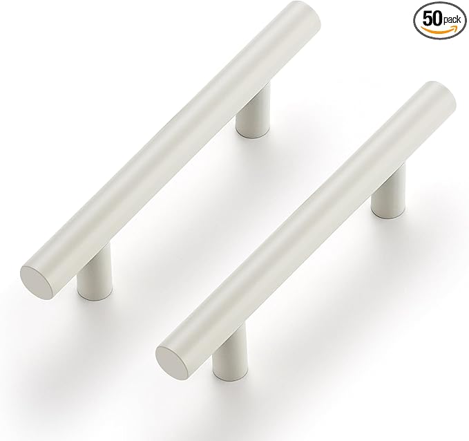 Ravinte 50 Pack | 5 Inch Cabinet Pulls White Stainless Steel Kitchen Drawer Pulls Cabinet Handles 5 InchLength, 3 Inch Hole Center