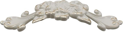 2Pcs Euro Rose Decorative Cabinet Pull Handles Ivory Drawer Pull Handles Vintage Kitchen Zinc Alloy Flower Drawer Dresser Vanity Nightstand Cupboard Wardrobe Pull Handles, 3.78" Hole Center