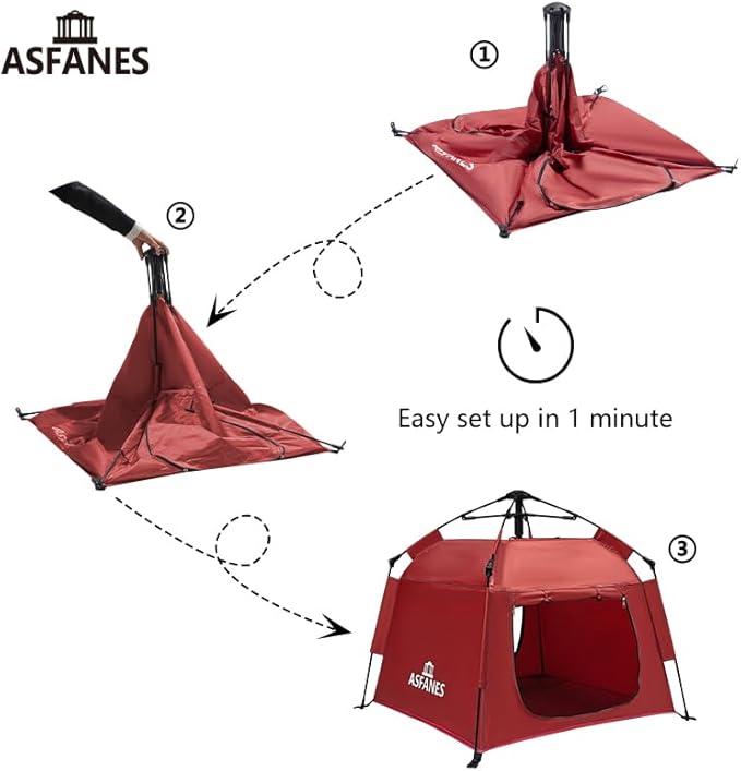 Outdoor Waterproof Pet Automatic Camping Tent, Pop up Cave Bed for Indoor Cats and Small Dogs, Portable Cat House Dog House, Red.-Mewly Pet