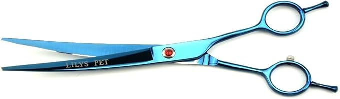 LILYS PET Professional PET Grooming Scissors Kit,Coated Titanium,Sharp and Strong Stainless Steel Blade for Dogs Cats Hair Cutting,3 Pieces of Scissors with a Comb and a Case (8.0 inches, Blue)-Mewly Pet