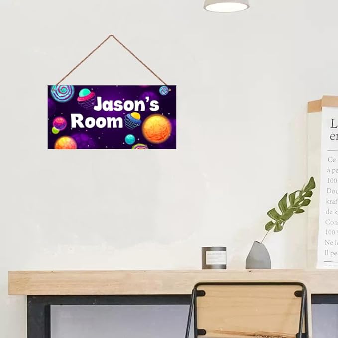 Personalized Stars Sign Customized Galaxy Art Decoration Exquisite Decorative Signs Custom Name for Nursery Kids Room Door Wall Art Decor Outer Space Themed Decor For Boys Room Little Man Cave