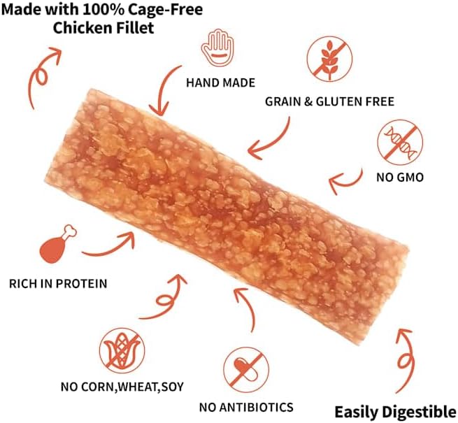 Chicken Dog Chew Chips, Puffed Human Grade Chicken Dog Treat, Rawhide Alternative, Easy to Digest 12pcs/Pack-Mewly Pet