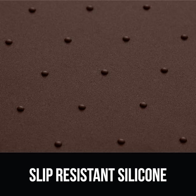 GORILLA GRIP 100% Waterproof Raised Edge BPA Free Silicone Pet Feeding Mat, Dog Cat Food Mats Contain Spills Protects Floors, Placemats for Cats and Dogs Water Bowl, Pets Accessories 16x10, Brown-Mewly Pet