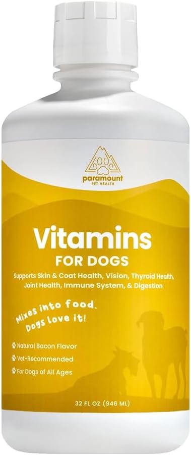 Liquid Multivitamin for Dogs with Probiotics, 8 in 1 Vitamins for Immune Support, Energy & Digestion, High Absorption Liquid Dog Supplement, Made in USA, 32 oz-Mewly Pet