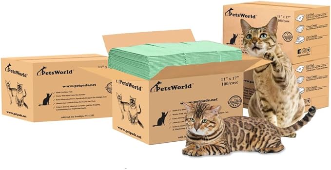 PETSWORLD Multi Cat Pad Refills for Cats Breeze Litter System, Ultra-Absorbent, Quick Dry - (400 Count, Unscented)-Mewly Pet