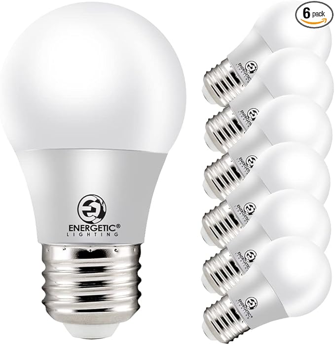 Energetic A15 Refrigerator Bulbs 40 Watts Equivalent (5.5W), LED Appliance Dimmable Light Bulbs, Daylight 5000K, E26 Base, UL Listed, 6 Packs