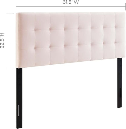 Modway Lily Queen Biscuit Tufted Performance Velvet Headboard, Pink