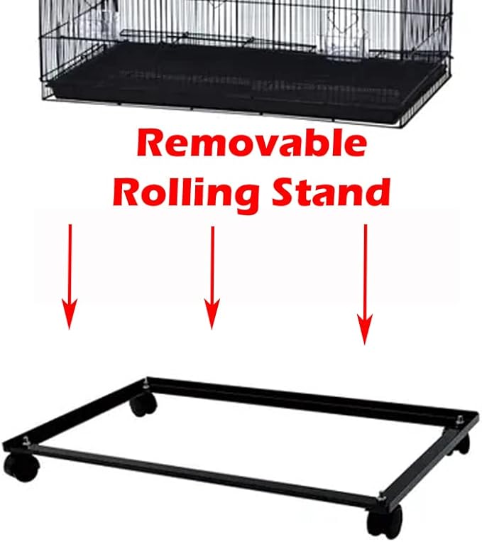 X-Large 5-Levels Tight 3/8-inch Bar Spacing Ferret Chinchilla Sugar-Glider Rats Mice Gerbil Chew Free Cage with Removable Rolling Stand, 31-Inch by 19-Inch by 55-Inch-Mewly Pet