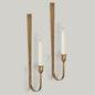 Wall Candle Holder Set of 2, Metal Wall Mount Candle Sconces Holder, Modern Wall Decoration for Living Room, Dining Room, Fireplace, and Weddings (Golden)