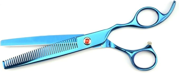 LILYS PET Professional PET Grooming scissors Kit,Coated Titanium,Sharp and Strong Stainless Steel Blade for Dogs Cats Hair Cutting,3 Pieces of Scissors with a Comb and a Case (7.5 inches, Blue)-Mewly Pet