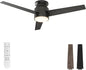 warmiplanet Flush Mount Ceiling Fan with Lights Remote Control, 52-Inch, Black, 3-Blades
