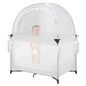 Baby Pack N Play Tent, Pack and Play Canopy to Keep Baby in, Portable Crib Net for Playards, Mini Crib Tent with See Through Mesh, Easy Installation and Transportation White+stars